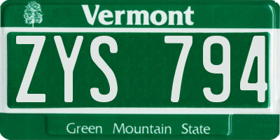 VT license plate ZYS794