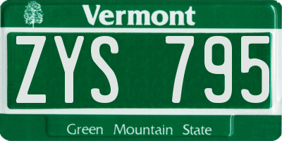 VT license plate ZYS795