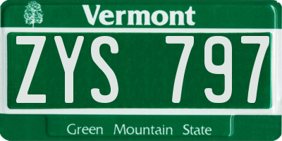 VT license plate ZYS797
