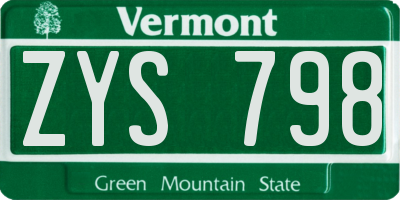 VT license plate ZYS798