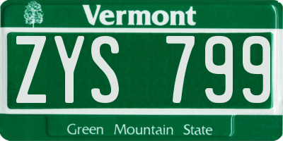 VT license plate ZYS799