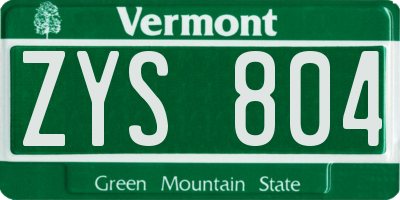 VT license plate ZYS804