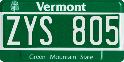 VT license plate ZYS805