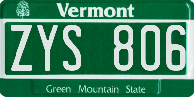 VT license plate ZYS806