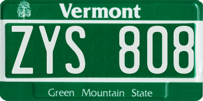 VT license plate ZYS808