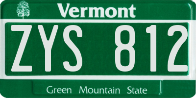 VT license plate ZYS812