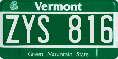VT license plate ZYS816