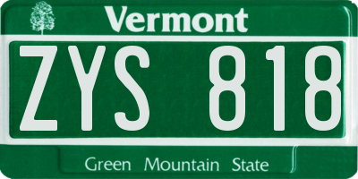 VT license plate ZYS818