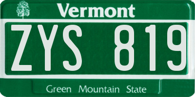 VT license plate ZYS819