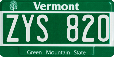 VT license plate ZYS820