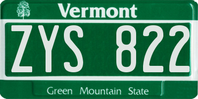 VT license plate ZYS822