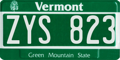 VT license plate ZYS823