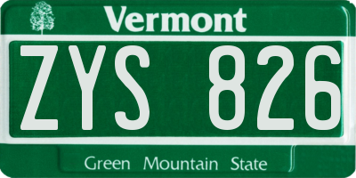 VT license plate ZYS826