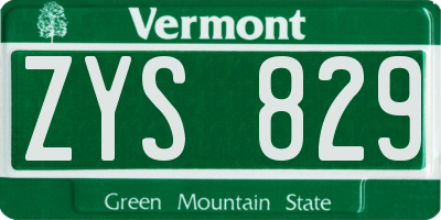VT license plate ZYS829
