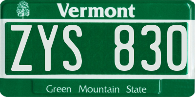 VT license plate ZYS830