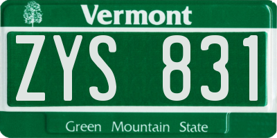 VT license plate ZYS831