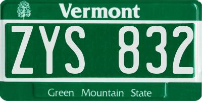 VT license plate ZYS832