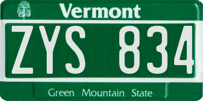 VT license plate ZYS834