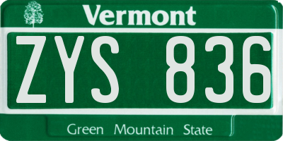 VT license plate ZYS836