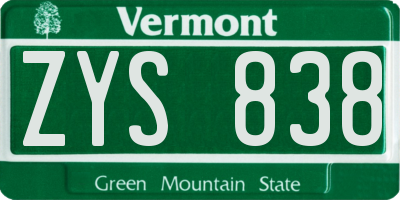 VT license plate ZYS838