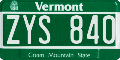VT license plate ZYS840