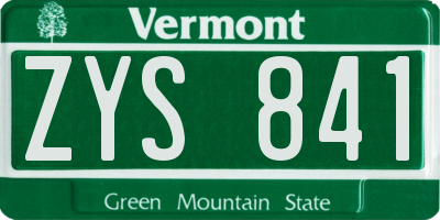 VT license plate ZYS841