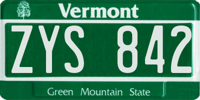 VT license plate ZYS842