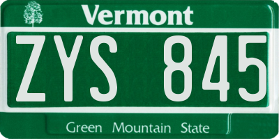 VT license plate ZYS845