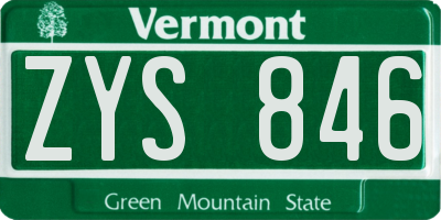 VT license plate ZYS846