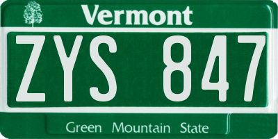 VT license plate ZYS847