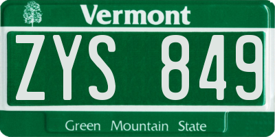 VT license plate ZYS849