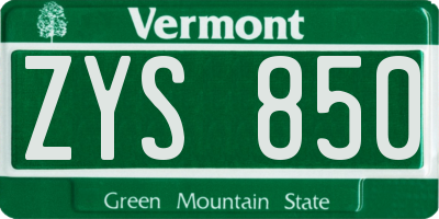 VT license plate ZYS850