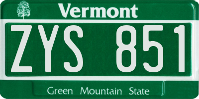 VT license plate ZYS851