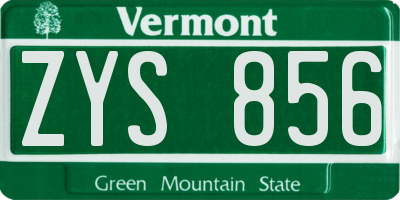 VT license plate ZYS856