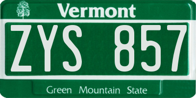 VT license plate ZYS857