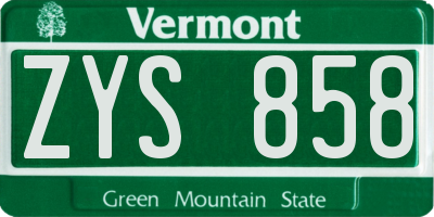 VT license plate ZYS858