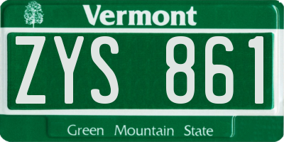 VT license plate ZYS861