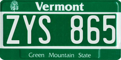 VT license plate ZYS865