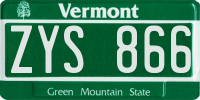 VT license plate ZYS866