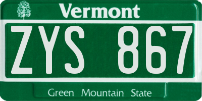 VT license plate ZYS867