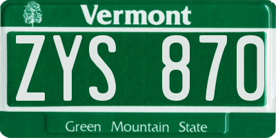 VT license plate ZYS870