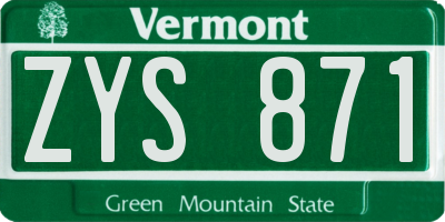 VT license plate ZYS871