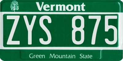 VT license plate ZYS875