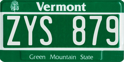 VT license plate ZYS879