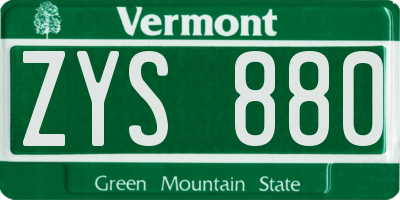 VT license plate ZYS880