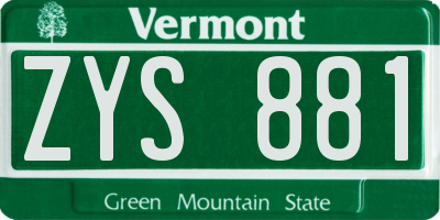VT license plate ZYS881