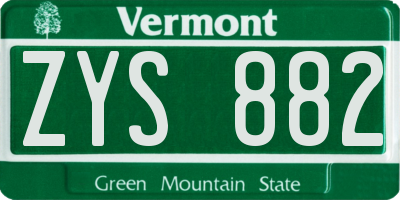 VT license plate ZYS882
