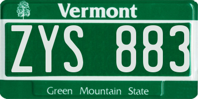VT license plate ZYS883