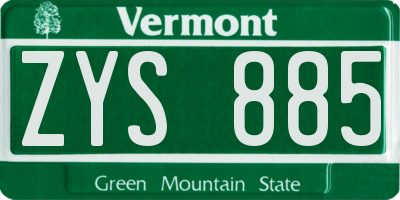 VT license plate ZYS885