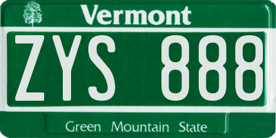 VT license plate ZYS888